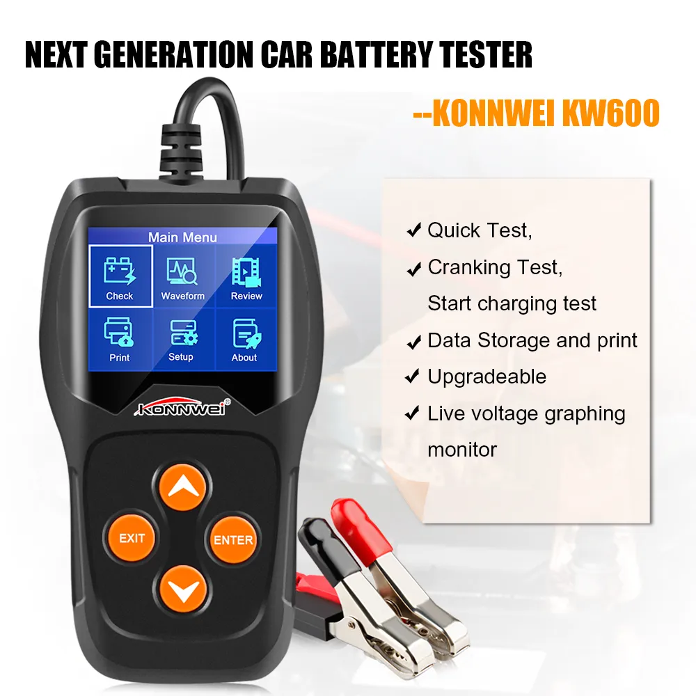 KONNWEI KW600 12V Autobatterietester Analysator 100 bis 2000CCA Anlassen 30-220 AH KONNWEI KW600 12V Autobatterietester Analysator 100 bis 2000CCA Anlassen 30-220 AH
