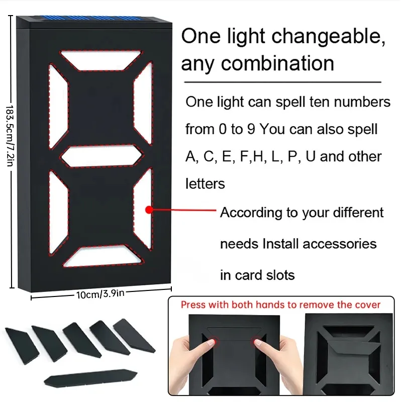 Solar DIY Digital Door Plate Light Led Wall Lamp Door Sign Light Outdoor Decorative Garden Villa
