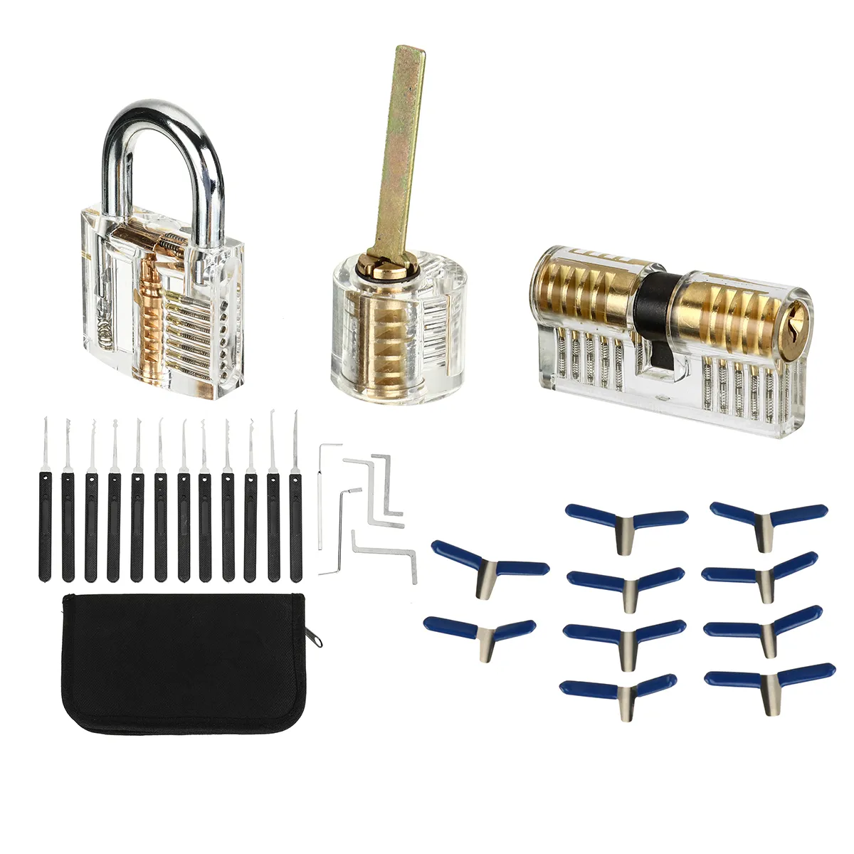 42PCS Stainless Steel Opening Padlock Matching 3 Transparent Practice Locks Quick Opening Padlock Set 42PCS Stainless Steel Opening Padlock Matching 3 Transparent Practice Locks Quick Opening Padlock Set