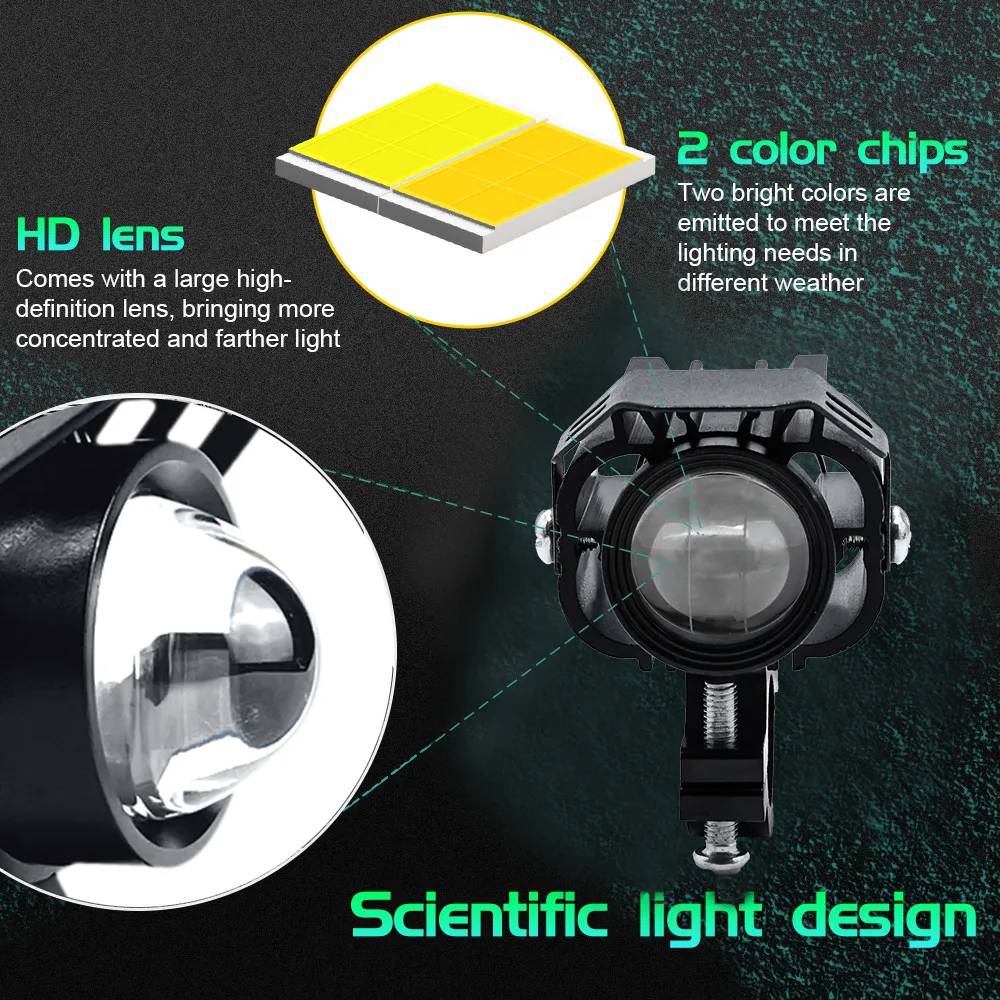 2PCS 9-32V Headlight Fog Flash Light Spotlight LED Light Yellow White For Car Motorcycle 2PCS 9-32V Headlight Fog Flash Light Spotlight LED Light Yellow White For Car Motorcycle
