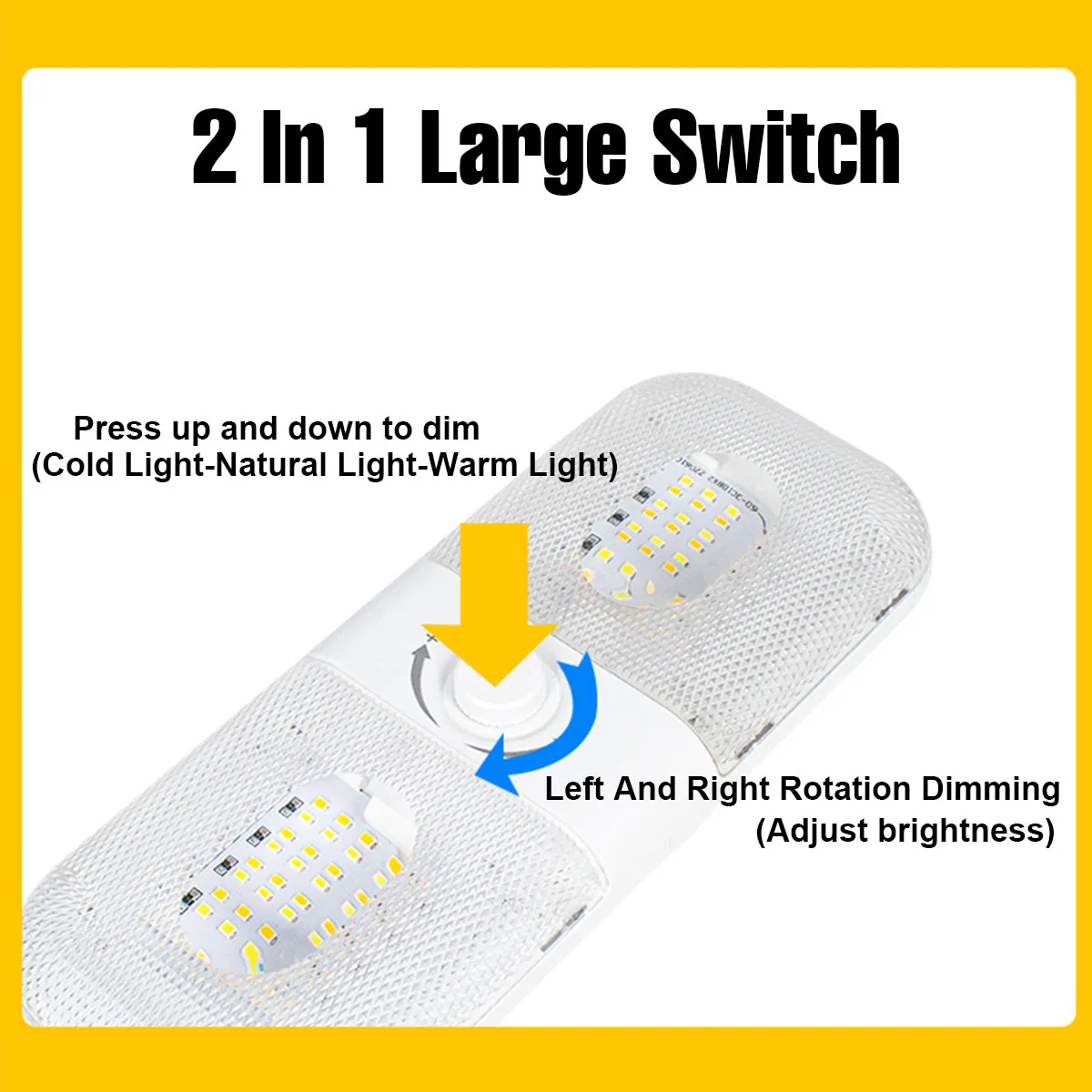 RV Interior LED Ceiling Light Camper Trailer Single Dome 12v-24v 1700LM Dimmer