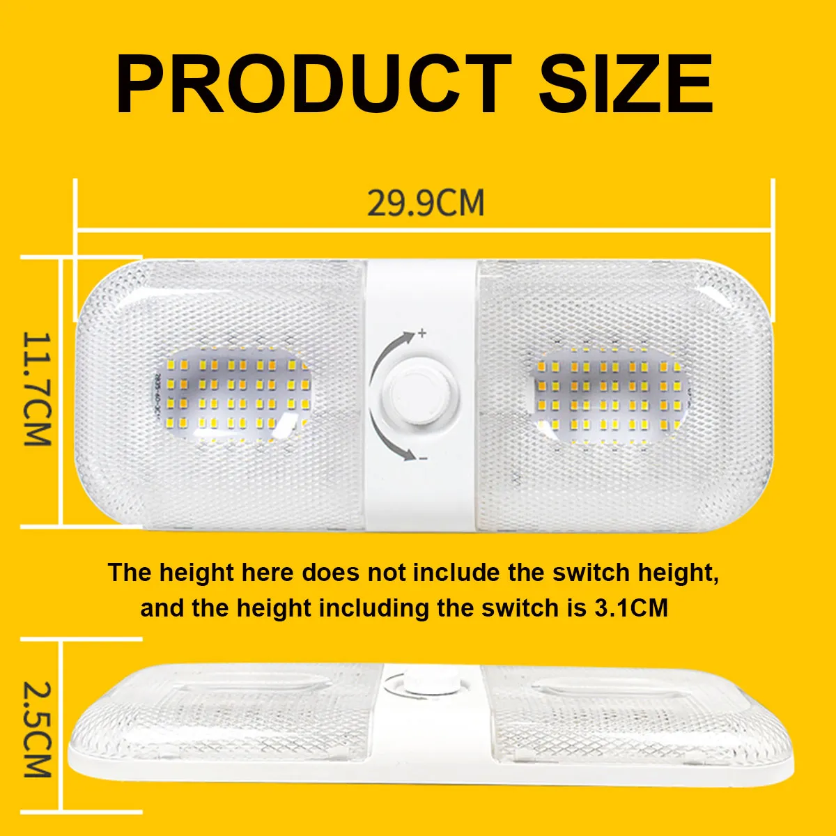 RV Interior LED Ceiling Light Camper Trailer Single Dome 12v-24v 1700LM Dimmer