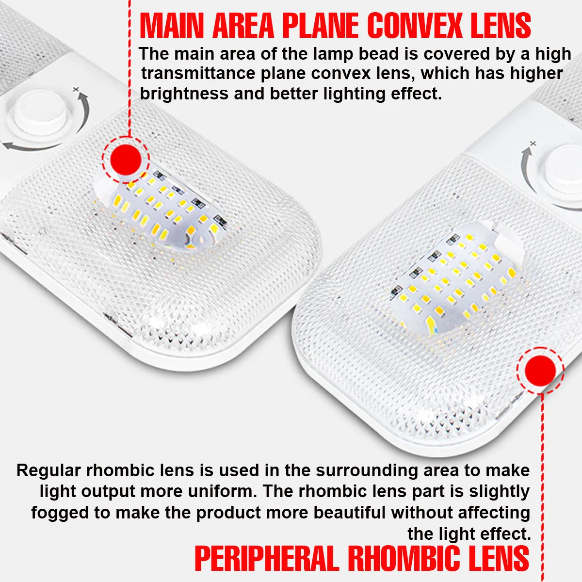 RV Interior LED Ceiling Light Camper Trailer Single Dome 12v-24v 1700LM Dimmer