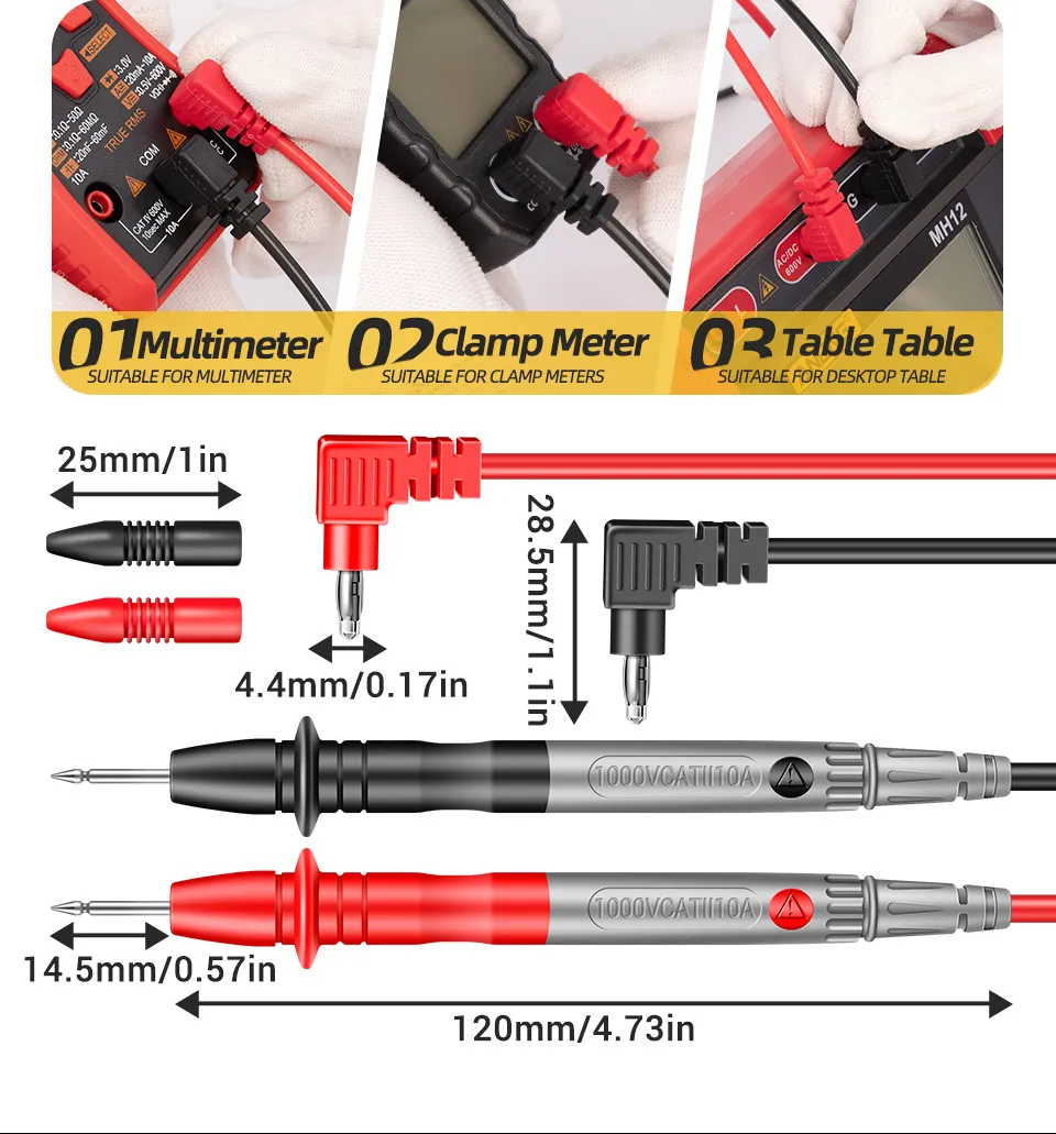 ANENG PT1035 10A 1000V Digital Multimeter Test Lead Cable Replaceable Multimeter Pen Probe Test Wire Voltmeter Ammeter Accessory ANENG PT1035 10A 1000V Digital Multimeter Test Lead Cable Replaceable Multimeter Pen Probe Test Wire Voltmeter Ammeter Accessory
