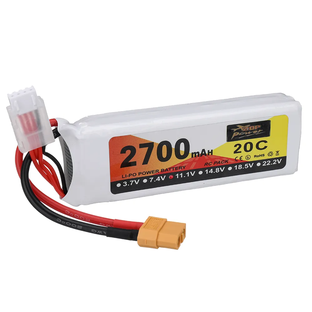 ZOP POWER 11.1V 2700mAh 30C 3S LiPo Battery XT60 Plug for RC Drone ZOP POWER 11.1V 2700mAh 30C 3S LiPo Battery XT60 Plug for RC Drone