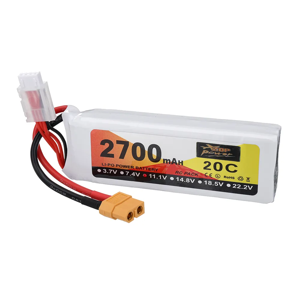 ZOP POWER 11.1V 2700mAh 30C 3S LiPo Battery XT60 Plug for RC Drone ZOP POWER 11.1V 2700mAh 30C 3S LiPo Battery XT60 Plug for RC Drone