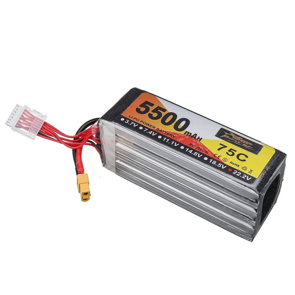 ZOP POWER 22.2V 5500mAh 75C 6S LiPo Battery XT60 Plug for RC Drone ZOP POWER 22.2V 5500mAh 75C 6S LiPo Battery XT60 Plug for RC Drone