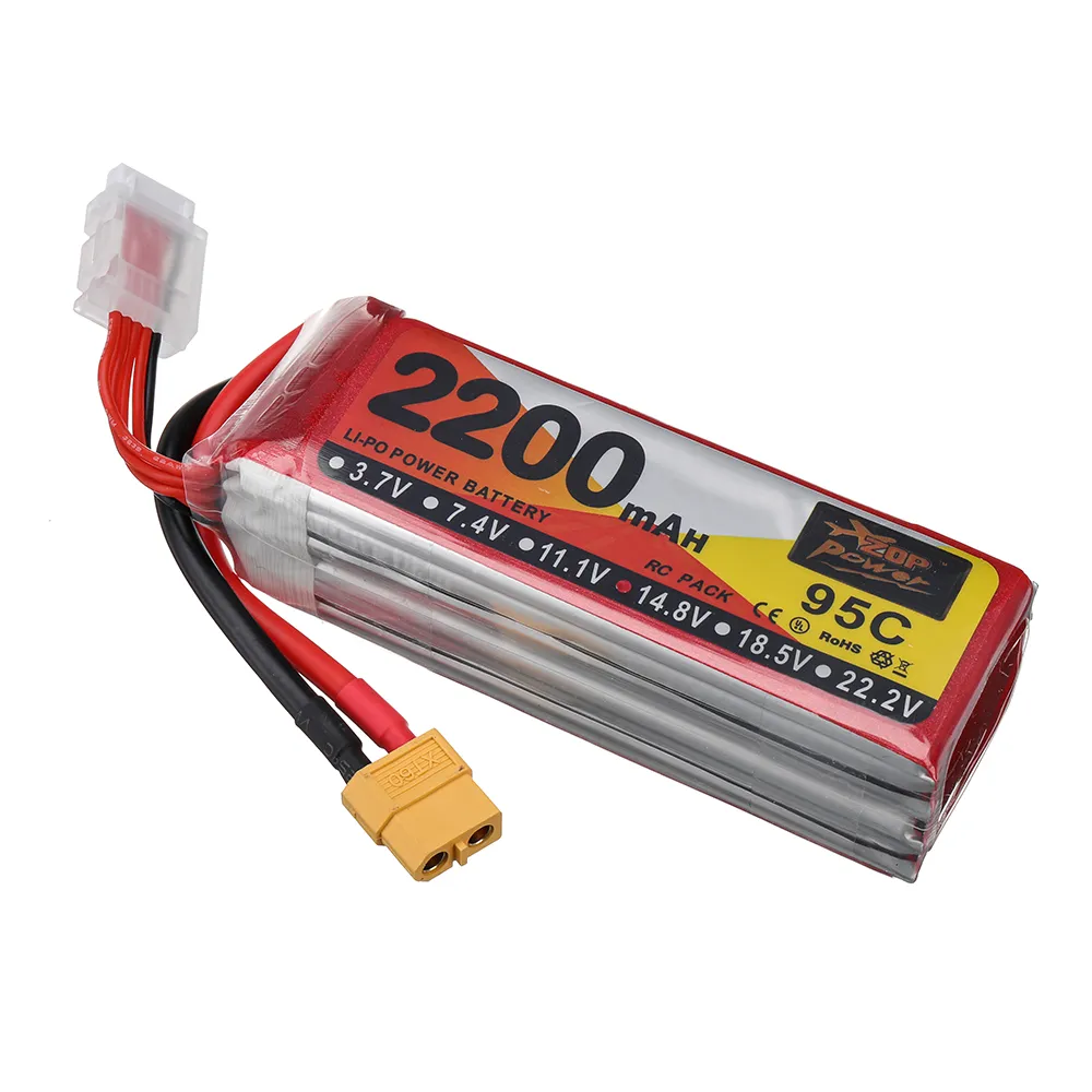 ZOP Power 14.8V 2200mAh 95C 4S LiPo Battery XT60 Plug for RC Drone ZOP Power 14.8V 2200mAh 95C 4S LiPo Battery XT60 Plug for RC Drone