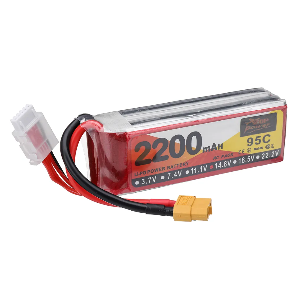 ZOP Power 14.8V 2200mAh 95C 4S LiPo Battery XT60 Plug for RC Drone ZOP Power 14.8V 2200mAh 95C 4S LiPo Battery XT60 Plug for RC Drone
