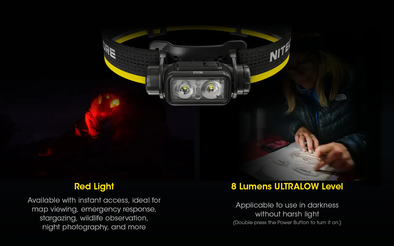 NITECORE NU40 1000 High lumen USB-C Rechargeable Running Headlamp Outdoor Fishing Riding Working LED Headlight NITECORE NU40 1000 High lumen USB-C Rechargeable Running Headlamp Outdoor Fishing Riding Working LED Headlight