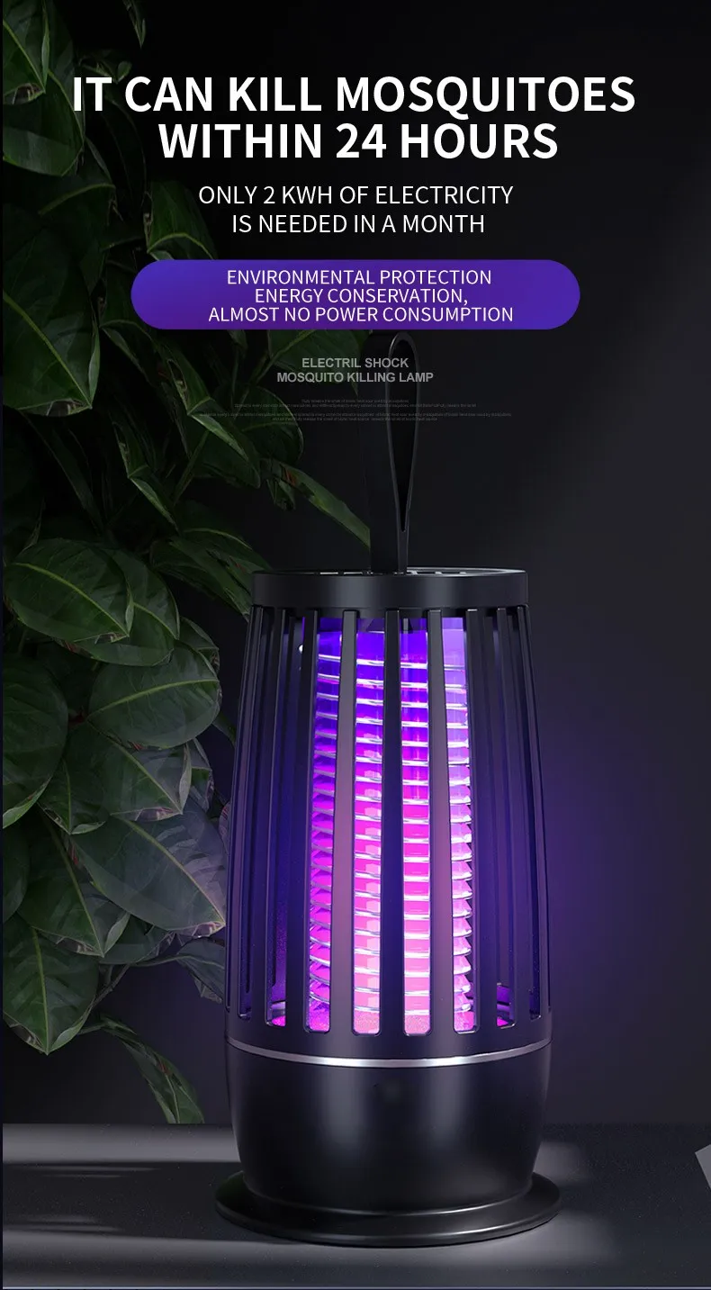 Portable LED Mosquito Killing Lamp Outdoor Indoor Camping Insect Killer Bug Zapper Qiuet Design