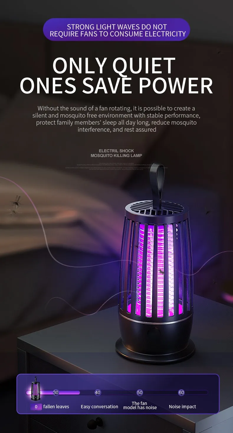 Portable LED Mosquito Killing Lamp Outdoor Indoor Camping Insect Killer Bug Zapper Qiuet Design