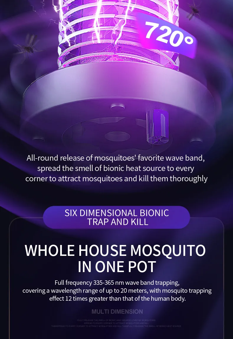 Portable LED Mosquito Killing Lamp Outdoor Indoor Camping Insect Killer Bug Zapper Qiuet Design