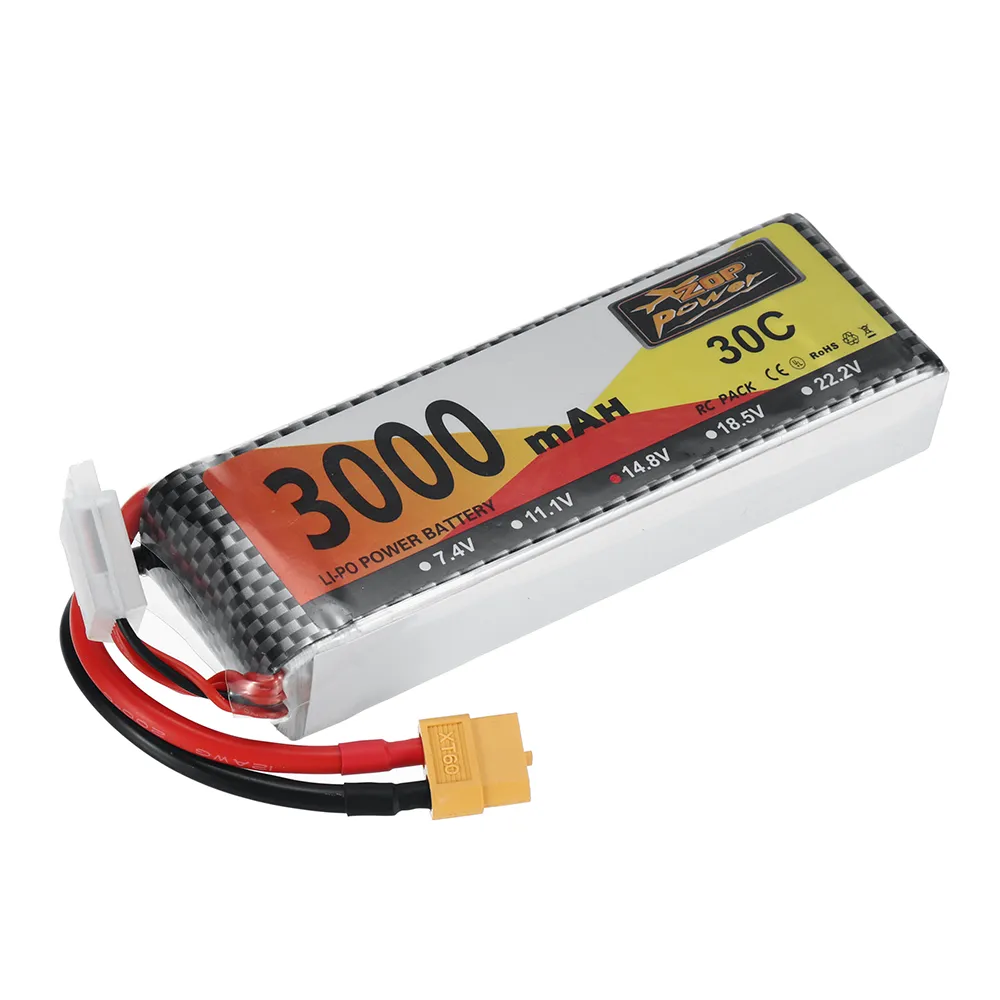 ZOP Power 14.8V 3000mAh 30C 4S LiPo Battery XT60 Plug for RC Drone ZOP Power 14.8V 3000mAh 30C 4S LiPo Battery XT60 Plug for RC Drone