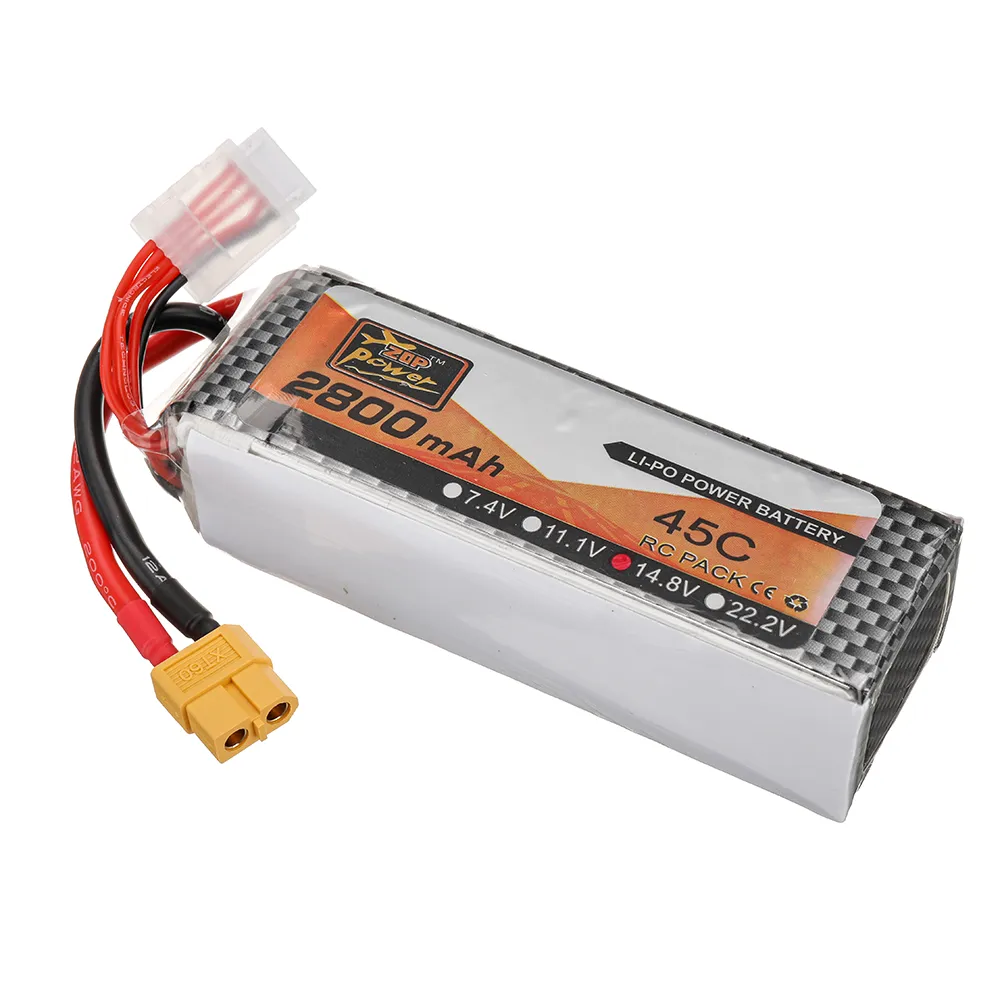 ZOP Power 14.8V 2800mAh 45C 4S LiPo Battery XT60 Plug for RC Drone ZOP Power 14.8V 2800mAh 45C 4S LiPo Battery XT60 Plug for RC Drone