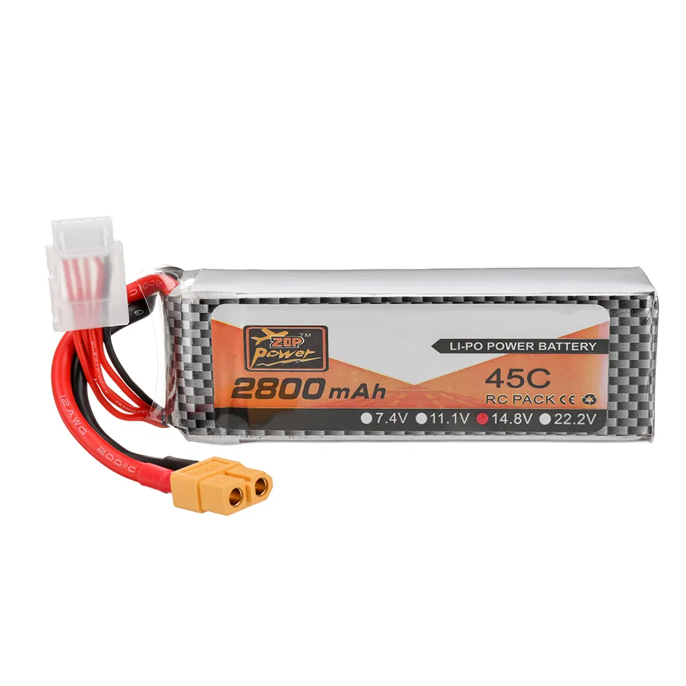 ZOP Power 14.8V 2800mAh 45C 4S LiPo Battery XT60 Plug for RC Drone ZOP Power 14.8V 2800mAh 45C 4S LiPo Battery XT60 Plug for RC Drone