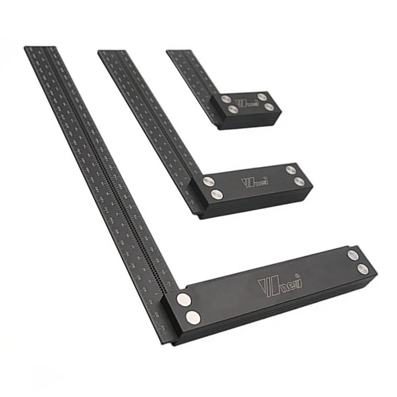 Wnew MM/Inch Precision Woodworking Square Aluminum Alloy Ruler Carpenter Line Drawing Marking Gauge Hole Scribing Ruler