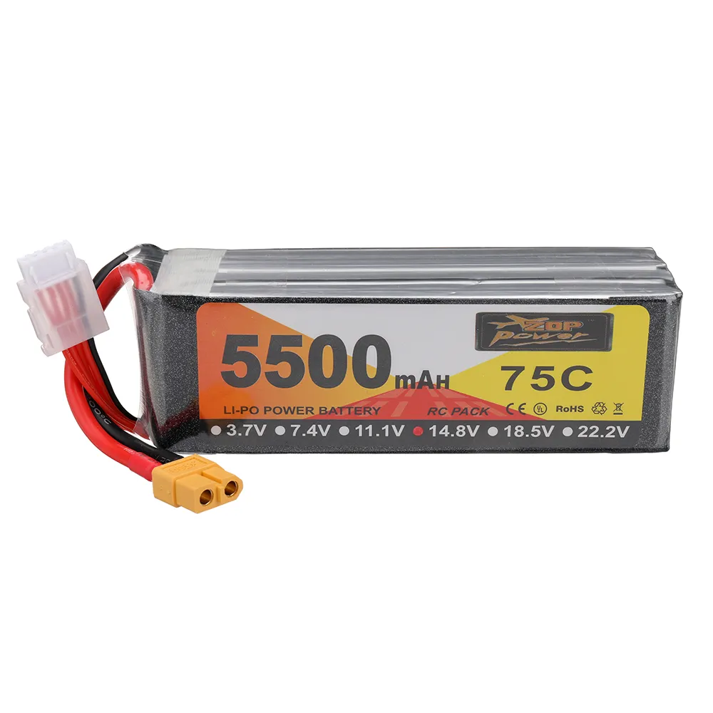 ZOP Power 14.8V 5500mAh 75C 4S LiPo Battery XT60 Plug for RC Drone ZOP Power 14.8V 5500mAh 75C 4S LiPo Battery XT60 Plug for RC Drone