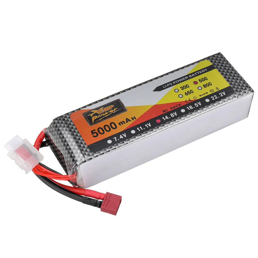 ZOP Power 14.8V 5000mAh 50C 4S LiPo Battery T Plug for RC Car ZOP Power 14.8V 5000mAh 50C 4S LiPo Battery T Plug for RC Car
