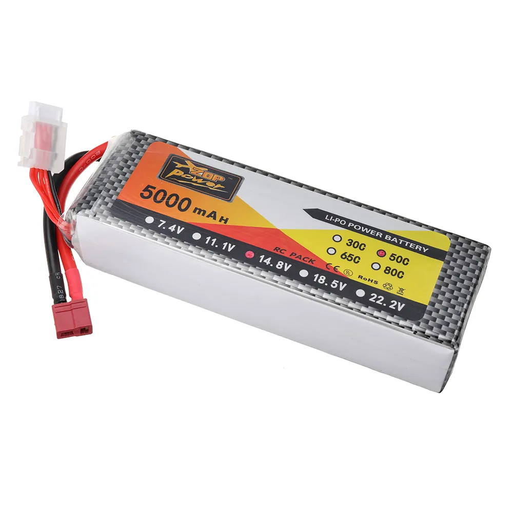 ZOP Power 14.8V 5000mAh 50C 4S LiPo Battery T Plug for RC Car ZOP Power 14.8V 5000mAh 50C 4S LiPo Battery T Plug for RC Car