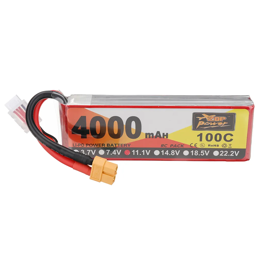 ZOP Power 11.1V 4000mAh 100C 3S LiPo Battery XT60 Plug for RC Drone ZOP Power 11.1V 4000mAh 100C 3S LiPo Battery XT60 Plug for RC Drone