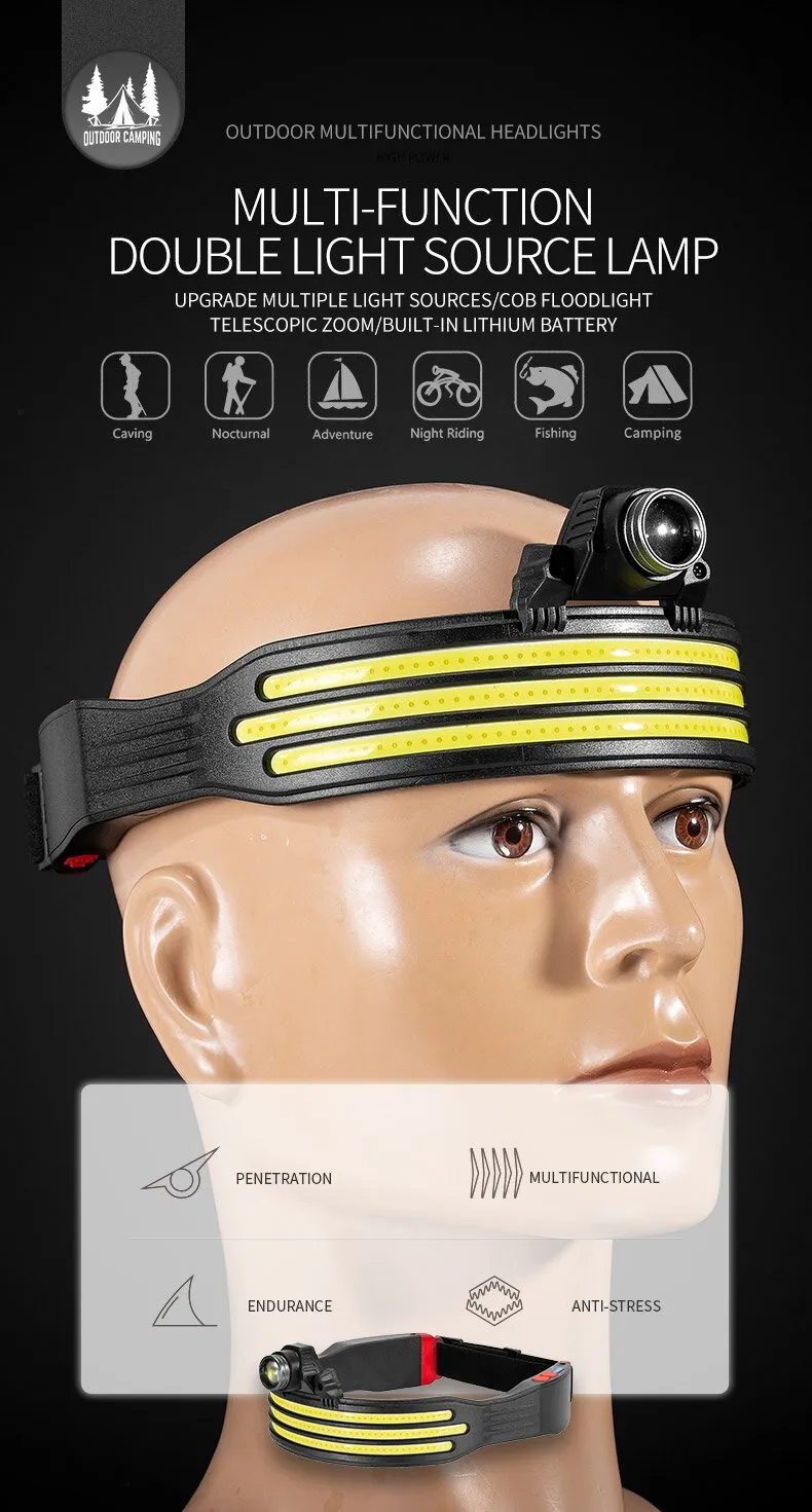 350LM Smart Induction Riding Headlamp USB Rechargeable LED Headlight Cycling Adventure Fishing Flashlight Bike Headlamp