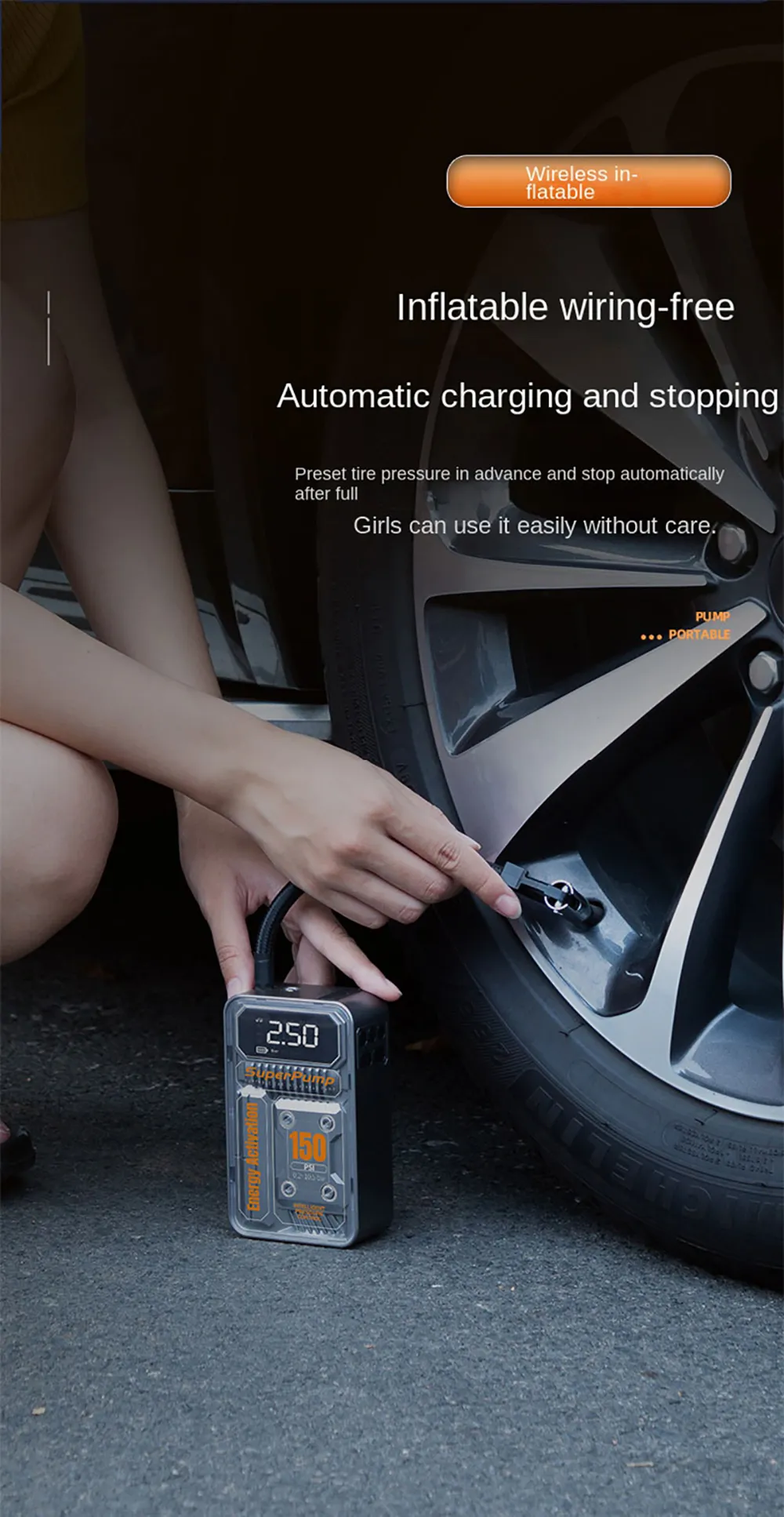 4000mah 150PSI Digital Display Portable Car Air Inflator Motorcycles Bicycle Tyre Wired Inflatable Pump