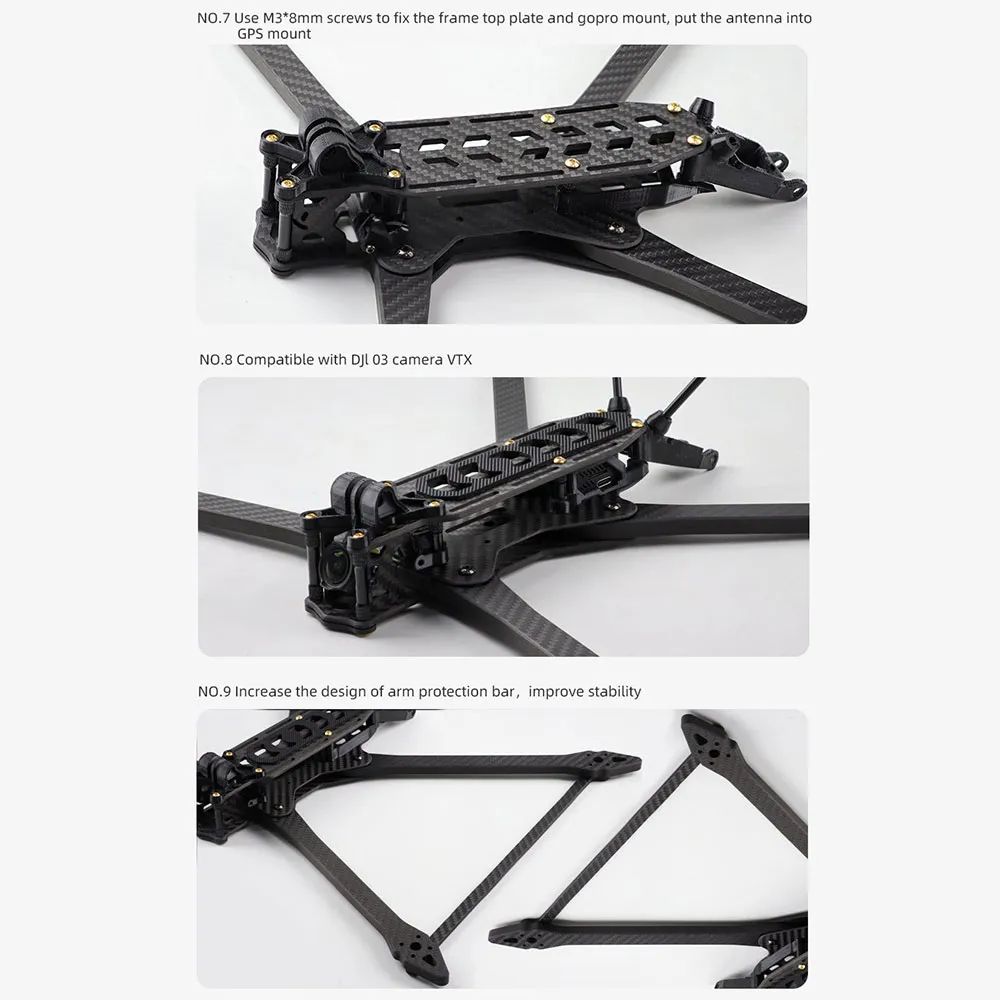 HGLRC Rekon10 PRO 455mm Wheelbase 3K Carbon Fiber 10 Inch Long Range Frame Kit for RC FPV Racing Drone