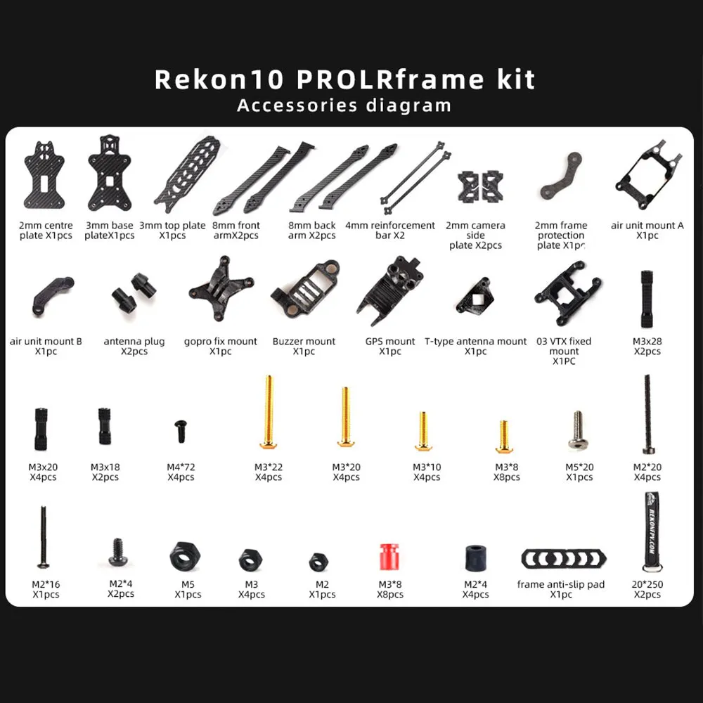 HGLRC Rekon10 PRO 455mm Wheelbase 3K Carbon Fiber 10 Inch Long Range Frame Kit for RC FPV Racing Drone