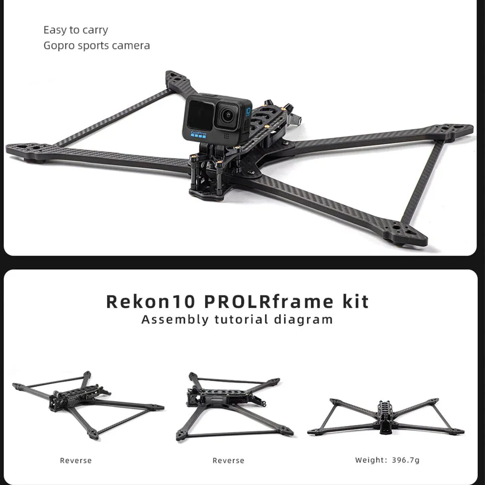HGLRC Rekon10 PRO 455mm Wheelbase 3K Carbon Fiber 10 Inch Long Range Frame Kit for RC FPV Racing Drone