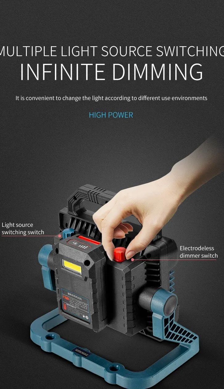 30W Professional Portable COB Spotlight Super Bright Work Light USB Rechargeable For Outdoor Camping Lawn Lamp