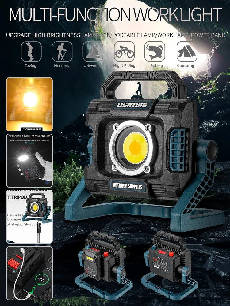 30W Professional Portable COB Spotlight Super Bright Work Light USB Rechargeable For Outdoor Camping Lawn Lamp