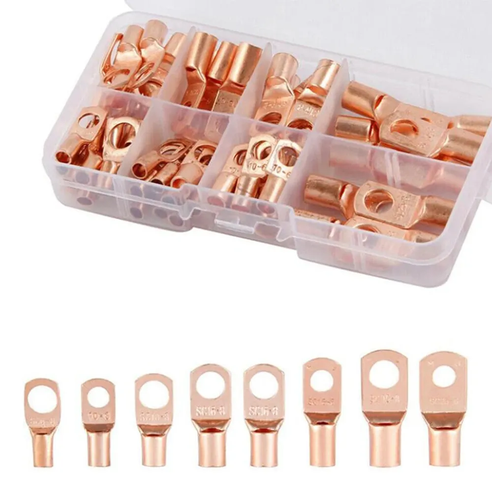 60pcs Wire Lug Copper Ring SC6-25 Copper Connectors Bare Cable Electric Crimp Terminal Connector Kit 60pcs Wire Lug Copper Ring SC6-25 Copper Connectors Bare Cable Electric Crimp Terminal Connector Kit