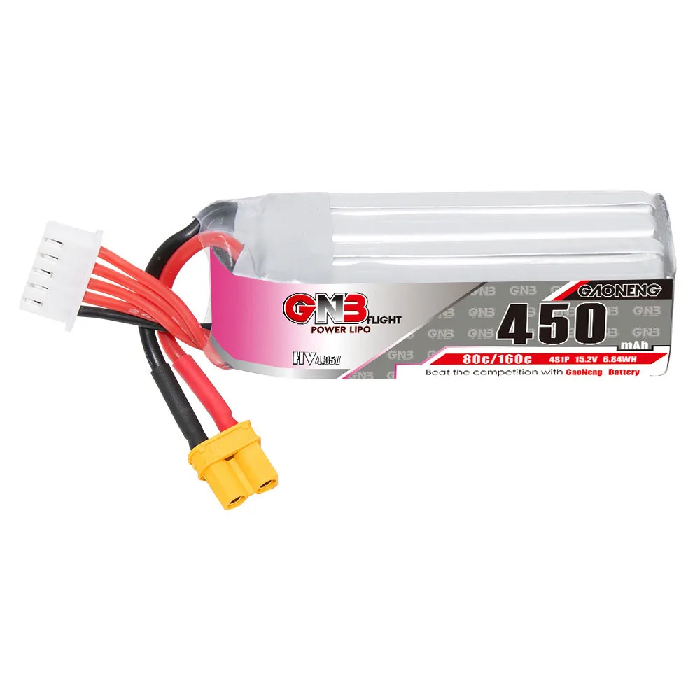 Gaoneng GNB 15.2V 450mAh 80C 4S HV LiPo Battery XT30 Plug for iFlight A85 Gaoneng GNB 15.2V 450mAh 80C 4S HV LiPo Battery XT30 Plug for iFlight A85