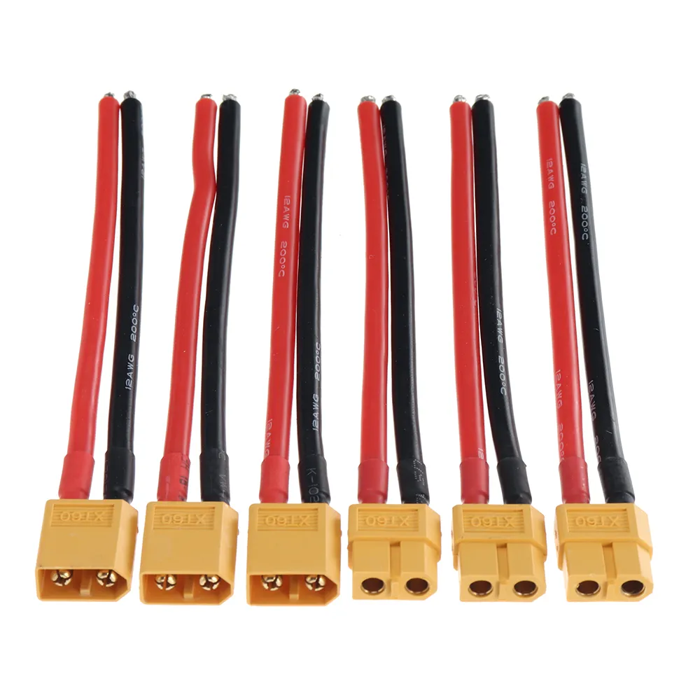3Pairs XT60 Male Plug 12AWG 12cm Silicone Cable Wire 3Pairs XT60 Male Plug 12AWG 12cm Silicone Cable Wire