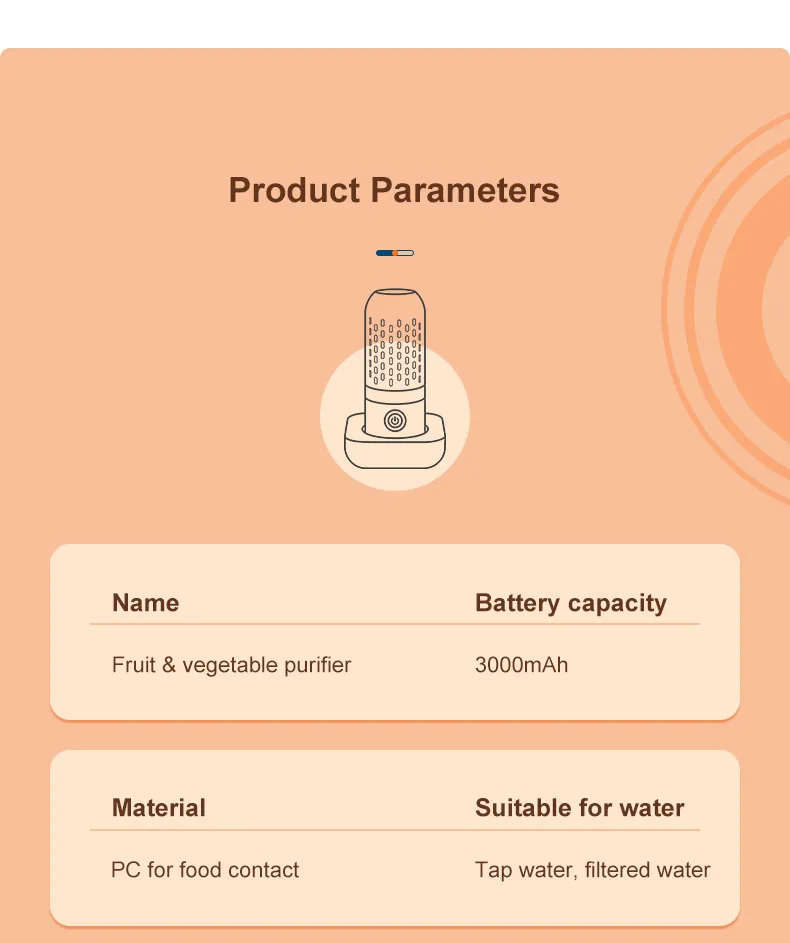 Fruit Vegetable Washing Machine Capsule Shape Wireless Food Purifier Household Pesticide Disinfection Vegetables Cleaner Machine