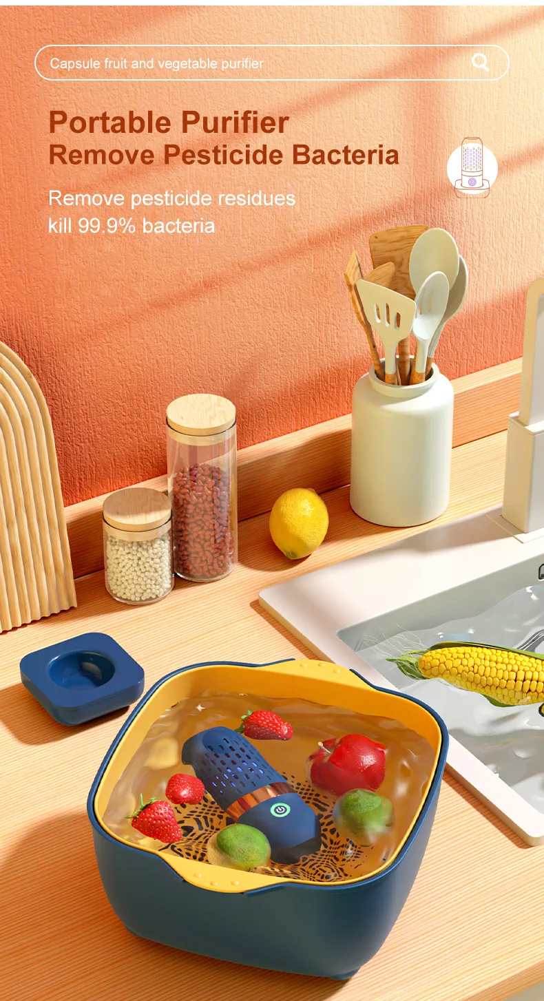 Fruit Vegetable Washing Machine Capsule Shape Wireless Food Purifier Household Pesticide Disinfection Vegetables Cleaner Machine