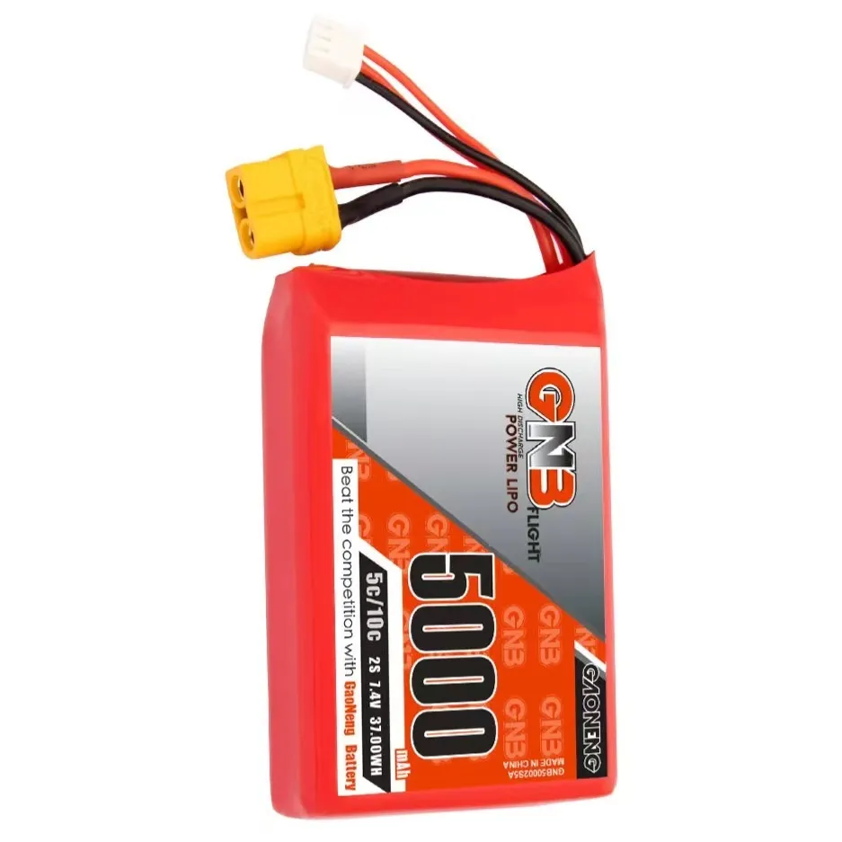 Gaoneng 7.4V 5000mAh 5C 2S LiPo Battery XT60 Plug for Radiomaster TX16S Transmitter