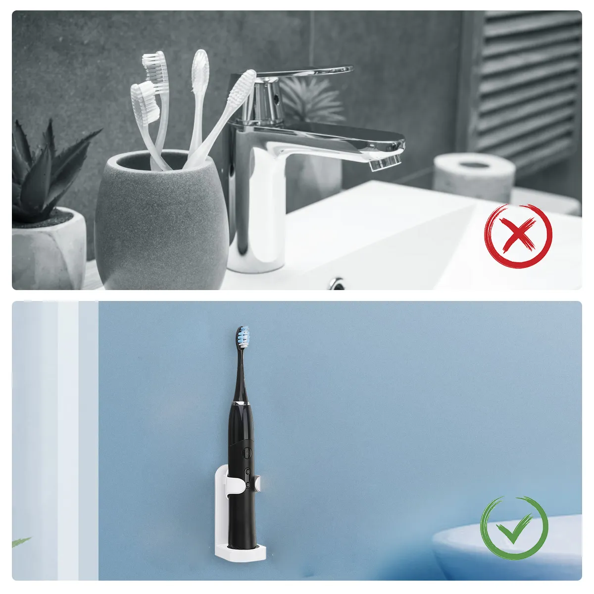 Wall Mounted Electric Toothbrush Holder Bathroom Holder Bracket Plastic Products Toothpaste Storage Rack