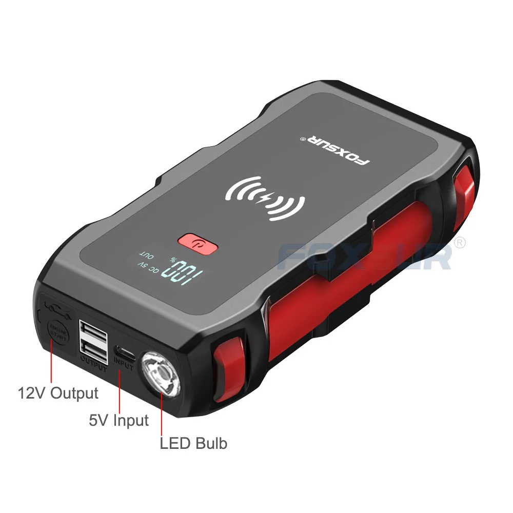 FOXSUR 26800mAh Starthilfe 12V Power Bank Auto Notfall Start Netzteil 5V/2A Mit LED Licht