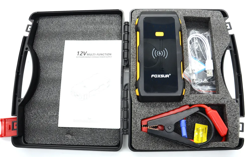 FOXSUR 39800mAh Jump Starter Power Bank 12V Car Emergency Startup Power Supply 5V/2A With LED Light