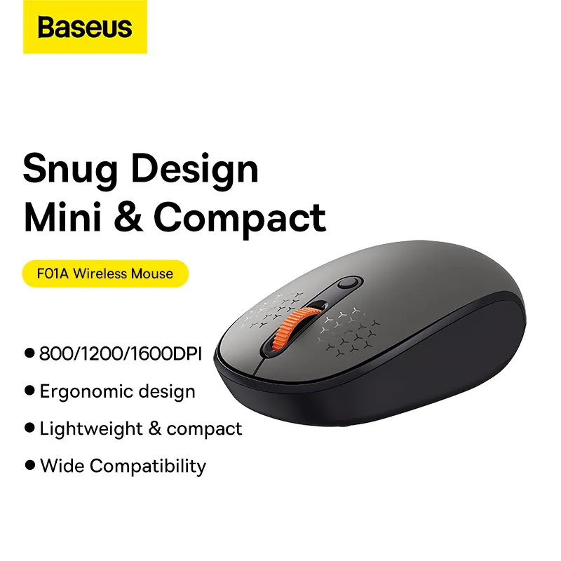Mouse wireless Baseus F01A 800/1200/1600 DPI 250 Hz clic silenzioso ergonomia per computer PC