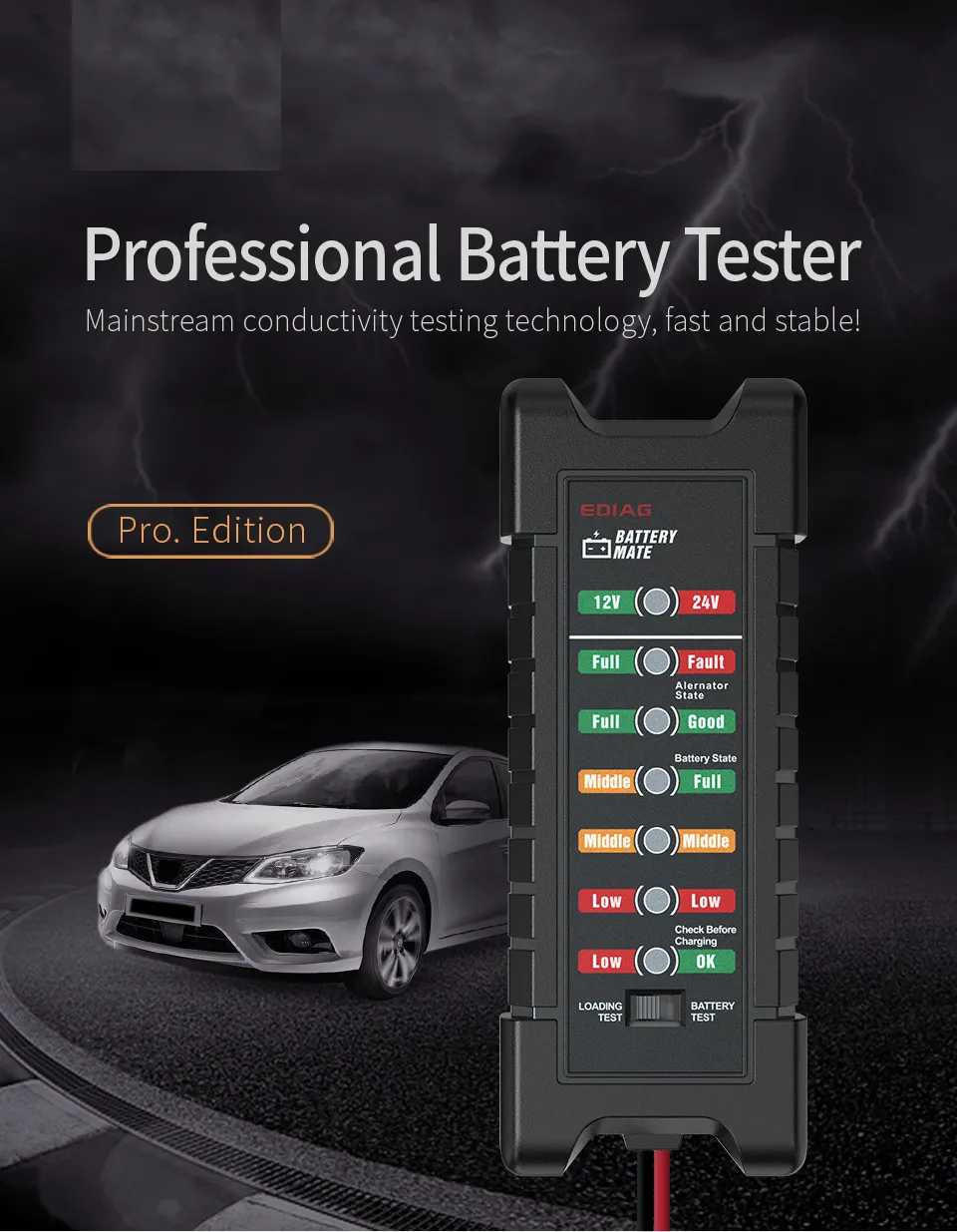 KINGBOLEN Battery Tester Bm410 12~24V Copper Clip Version Car Digital 6 LED Light Alternator Auto Battery Analyze KINGBOLEN Battery Tester Bm410 12~24V Copper Clip Version Car Digital 6 LED Light Alternator Auto Battery Analyze