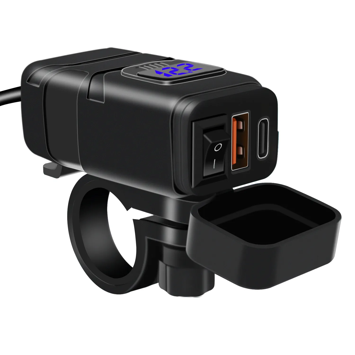 12V-24V QC3.0 Motorcycle USB Charger Adapter with Switch Voltmeter Socket Motor Charger Waterproof For Phone GPS