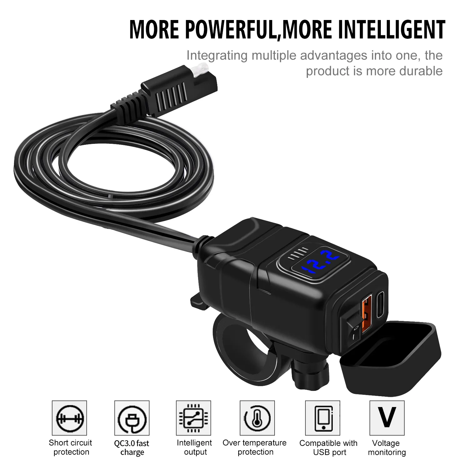 12V-24V QC3.0 Motorcycle USB Charger Adapter with Switch Voltmeter Socket Motor Charger Waterproof For Phone GPS