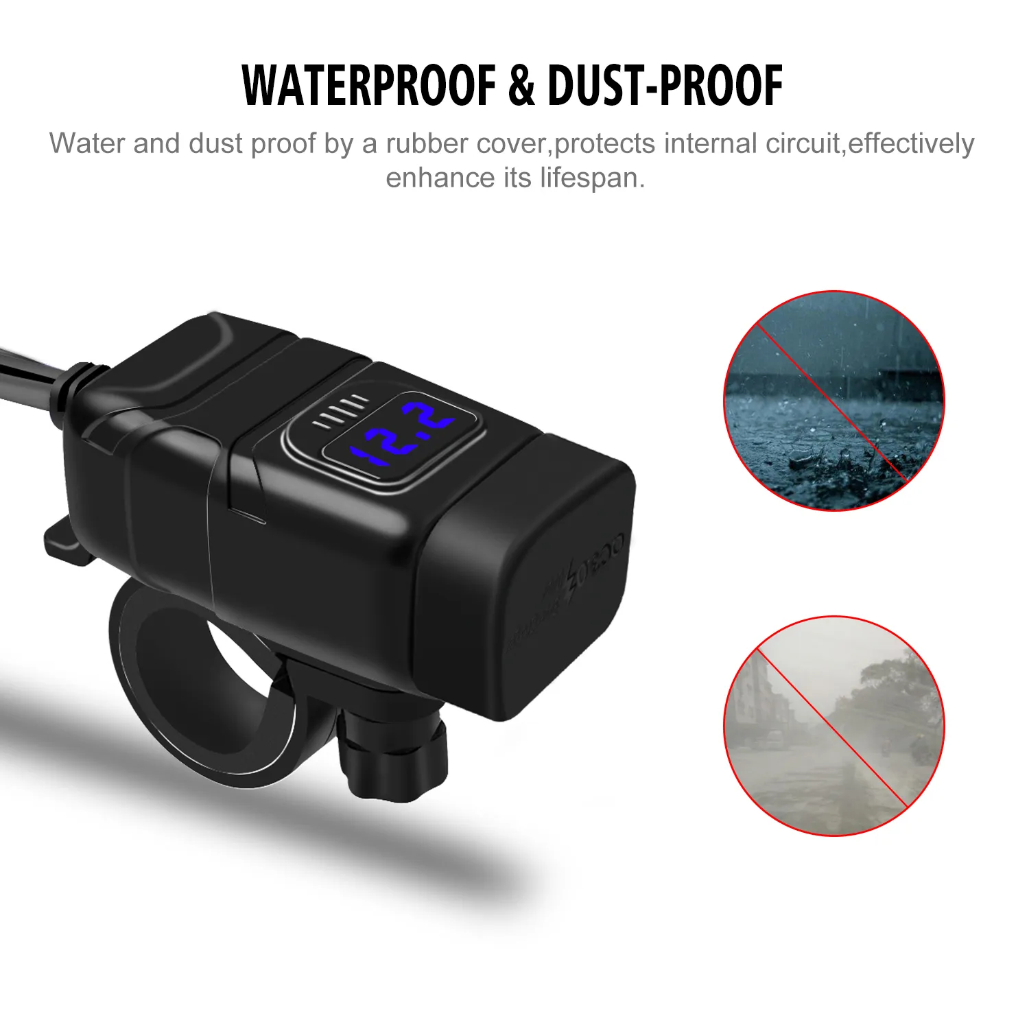 12V-24V QC3.0 Motorcycle USB Charger Adapter with Switch Voltmeter Socket Motor Charger Waterproof For Phone GPS