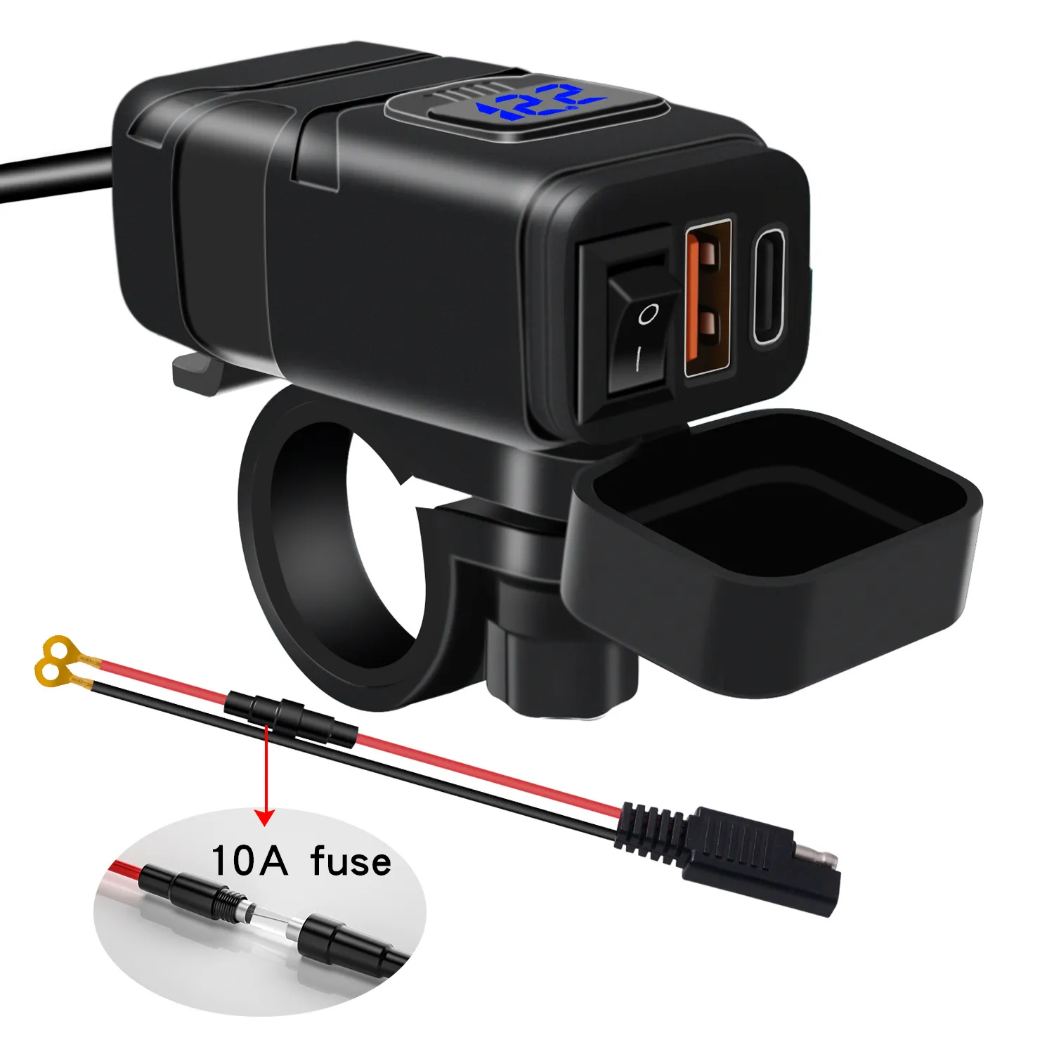 12V-24V QC3.0 Motorcycle USB Charger Adapter with Switch Voltmeter Socket Motor Charger Waterproof For Phone GPS
