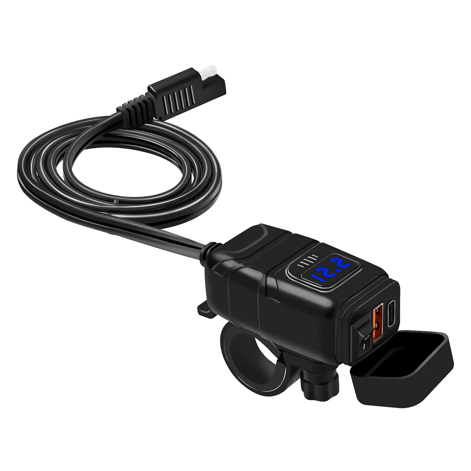 12V-24V QC3.0 Motorcycle USB Charger Adapter with Switch Voltmeter Socket Motor Charger Waterproof For Phone GPS