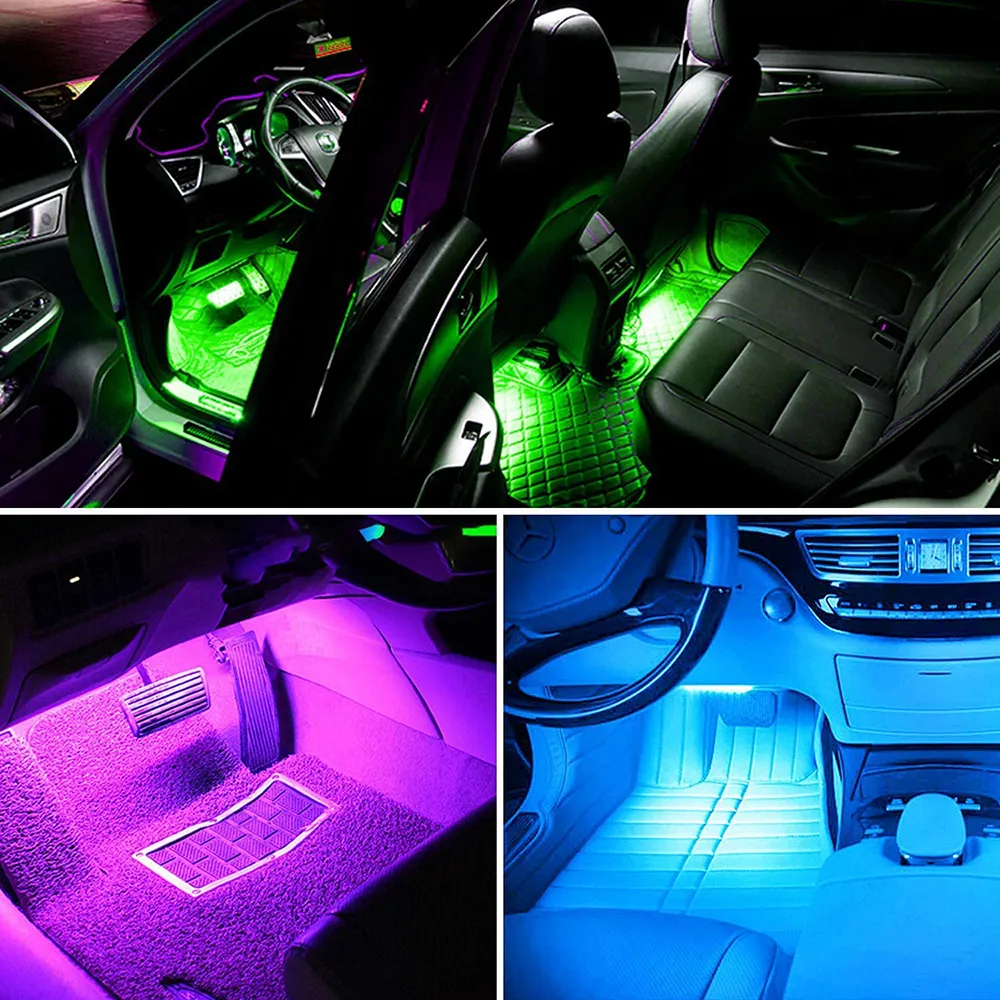 72LED Car Interior Ambient Foot Strip Light Backlight Remote with App Music Remote Control RGB Decorative Lamps