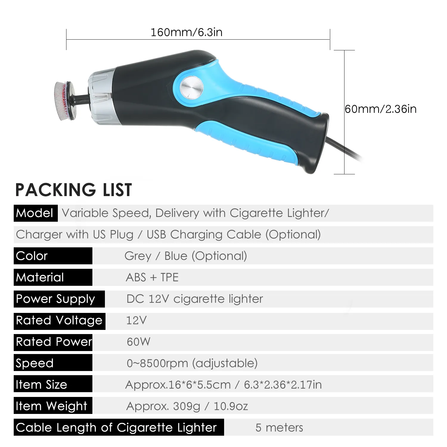 60W 8500RPM Mini Car Polishing Machine Variable Speed Polisher Electric Polisher Scratch Remover Repair Tool